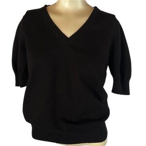 Bluivy Black V-Neck Puff Sleeve Sweater Size Small